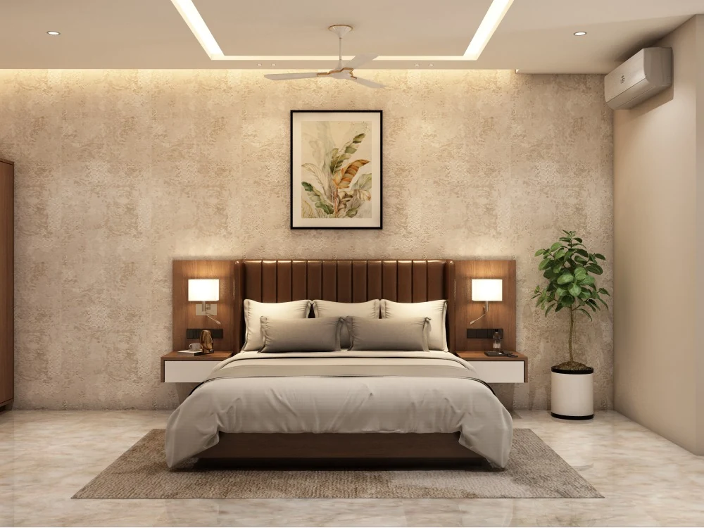 Approved builder 3D render of an ANVAYA guest room